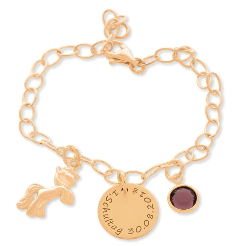 ARMBAND ROSÉ VERGOLDET, NAMENSARMBAND, PFERDCHEN