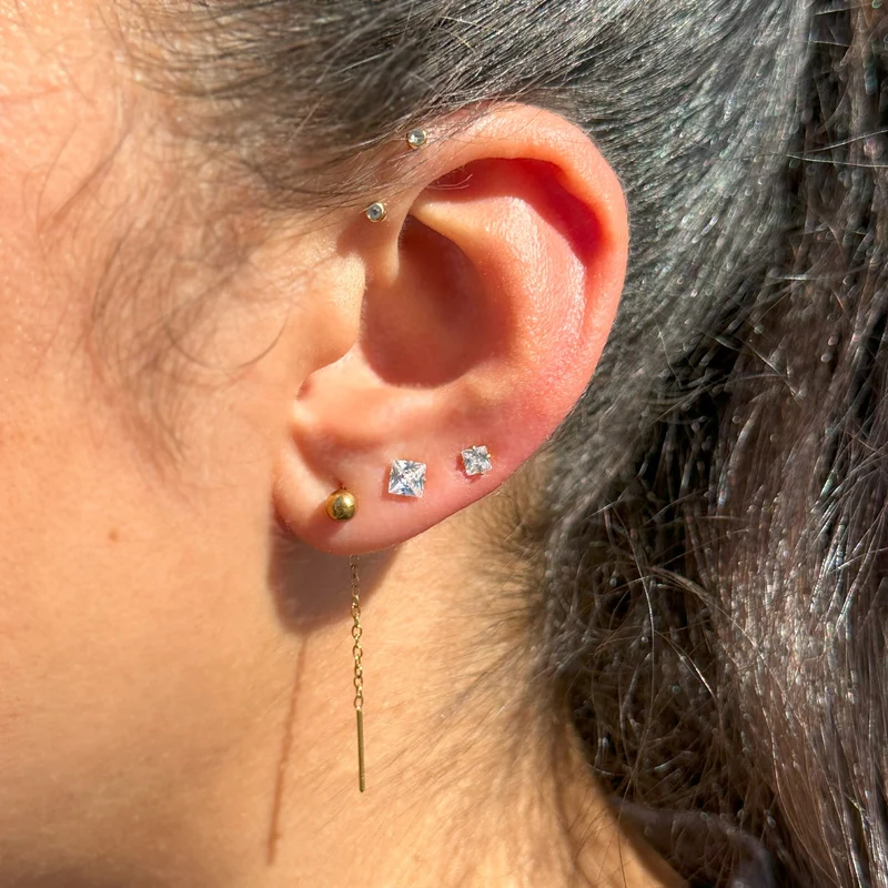 Dot Chain Ohrkette | 18K vergoldet