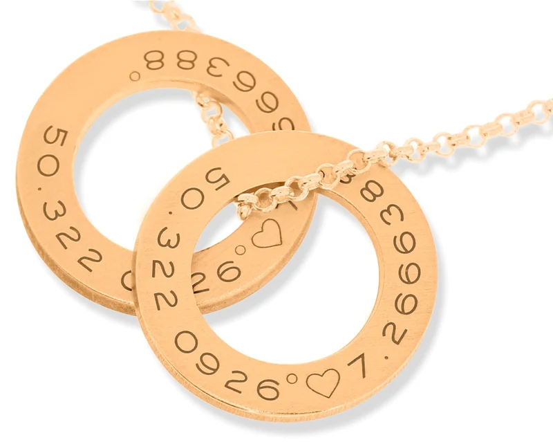 Namenskette rosegold * Kette Gravur * Schmuck Koordinaten * Halskette Namen