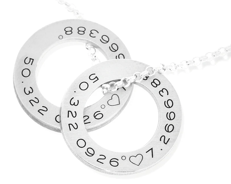 NAMENSKETTE 925 SILBER KOORDINATEN KETTE SILBERSCHMUCK GRAVUR HALSKETTE