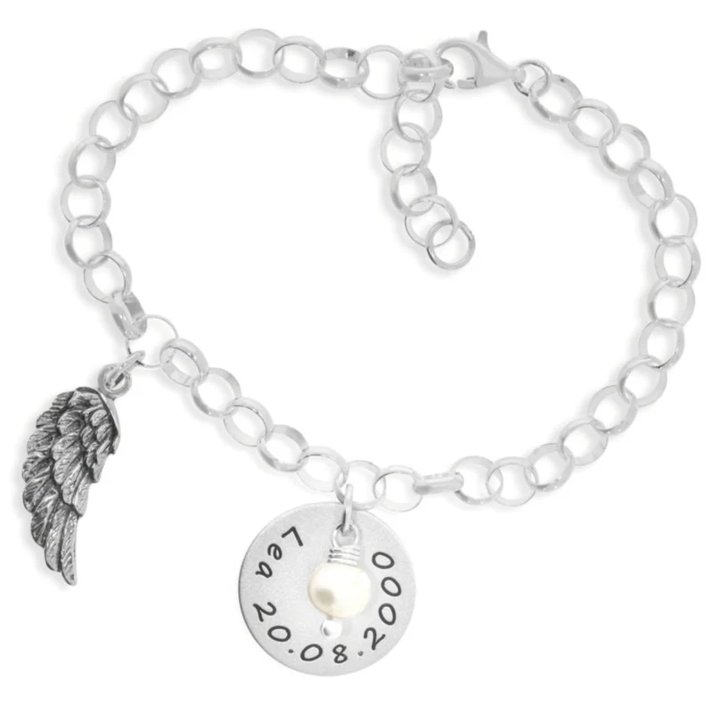 ARMBAND MIT GRAVUR FLÜGEL SILBERARMBAND 925 SILBER NAMEN