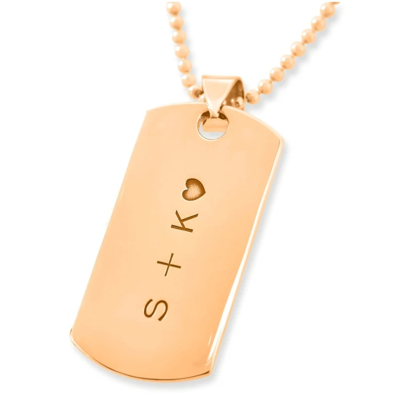 ANHÄNGER MIT GRAVUR, DOG TAG ROSÉ VERGOLDET