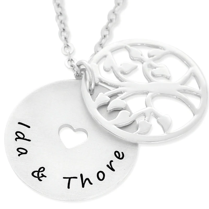 LEBENSBAUM KETTE FAMILIENKETTE MIT NAMEN 925 SILBER NAMENSKETTE DAMEN SCHMUCK