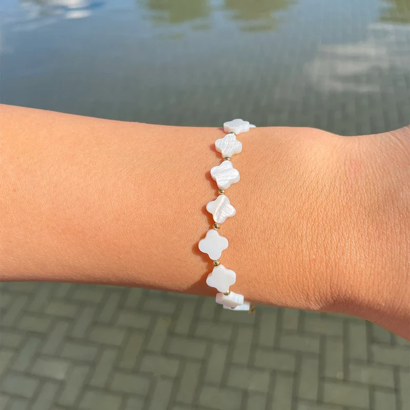 White Clovers Armband | 18K vergoldet