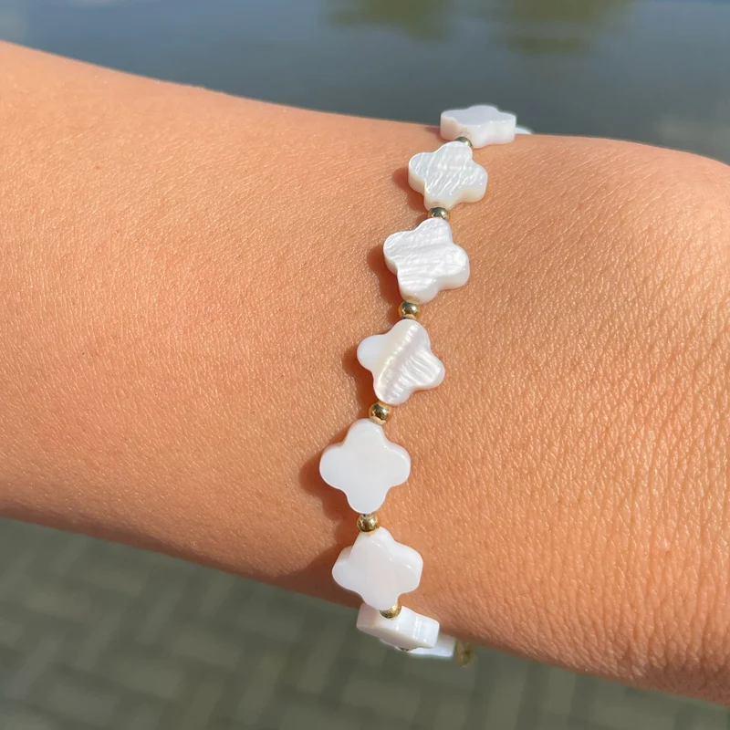 White Clovers Armband | 18K vergoldet