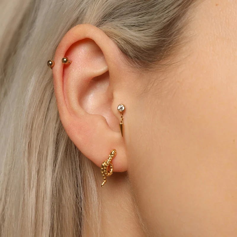 Looping Snake Ohrstecker | 18K vergoldet