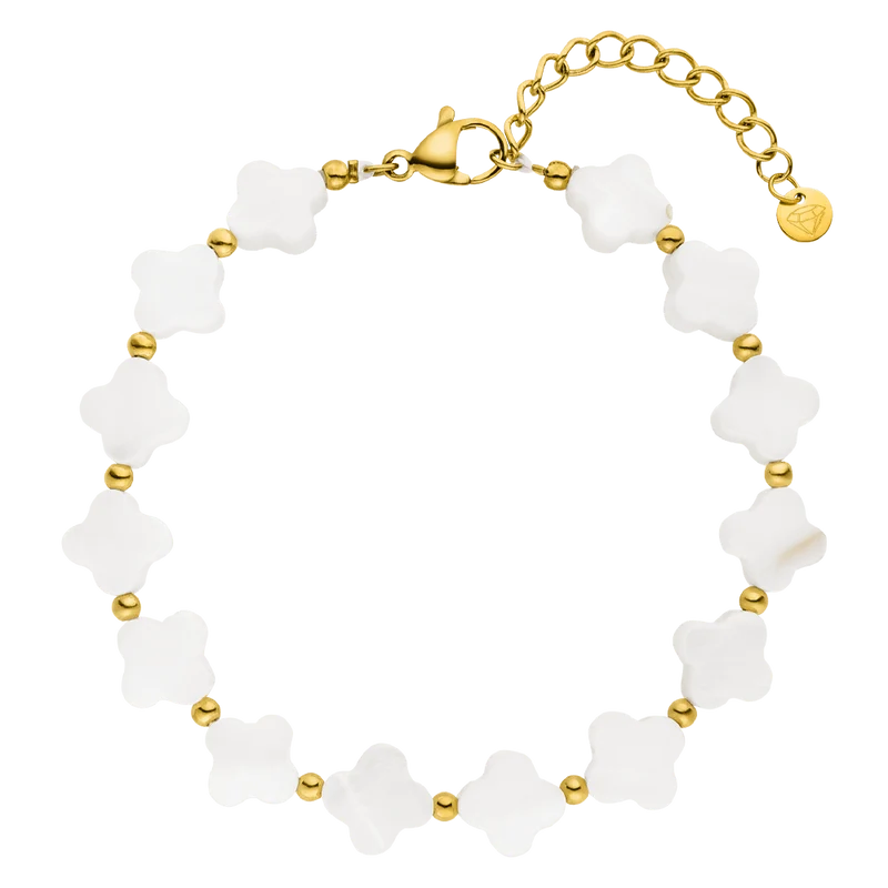 White Clovers Fußkette | 18K vergoldet
