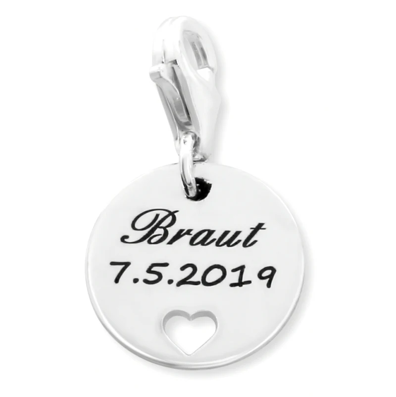 ANHÄNGER MIT GRAVUR GOLD GESCHENK ZUR HOCHZEIT GOLDCHARM PERSONALISERT CHARMS