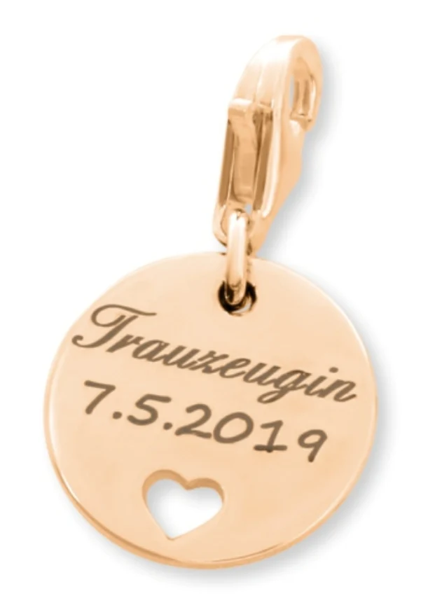 GRAVUR ANHÄNGER 925 SILBER ROSÉ VERGOLDET CHARM MIT NAMEN NAMENSCHARM