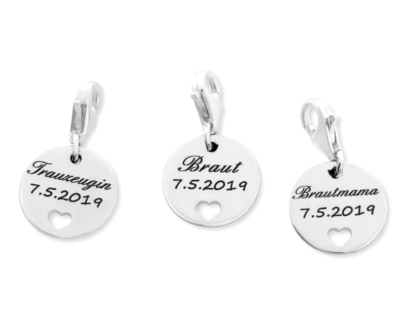 GESCHENK ZUR HOCHZEIT GASTGESCHENK 925 SILBER CHARM PERSONALISIERT SCHMUCKANHÄNGER