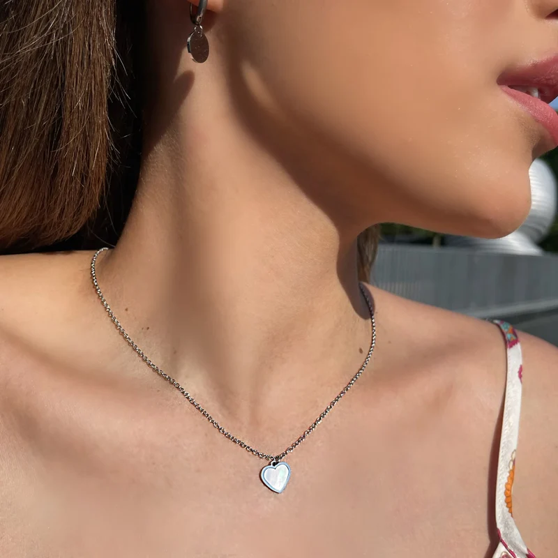 Perlmutt Herz Kette | 18K vergoldet