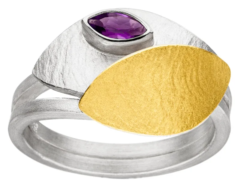 925er Silber Ring feingoldbelegt MANU R1292AM