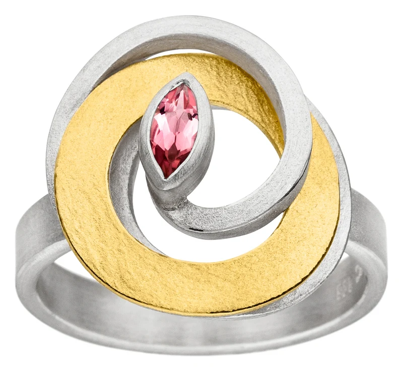925er Silber Ring feingoldbelegt MANU R1290TUR