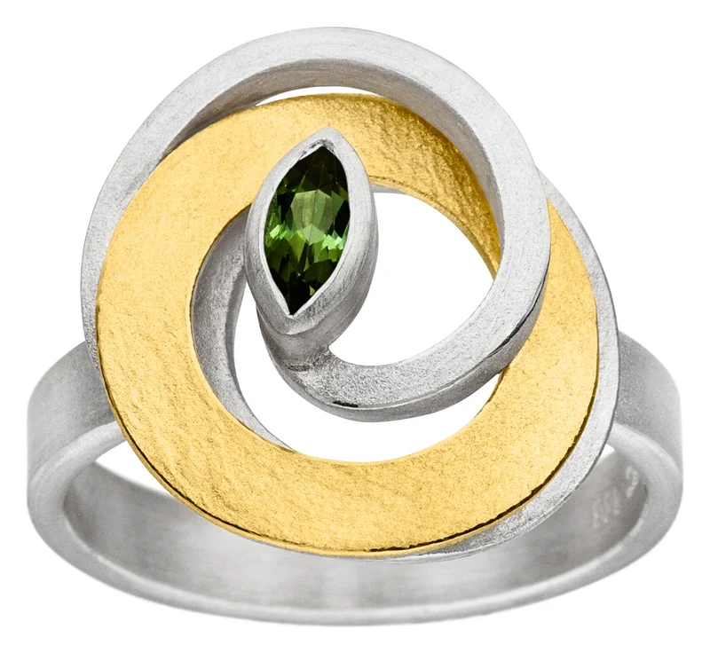925er Silber Ring feingoldbelegt MANU R1290TU
