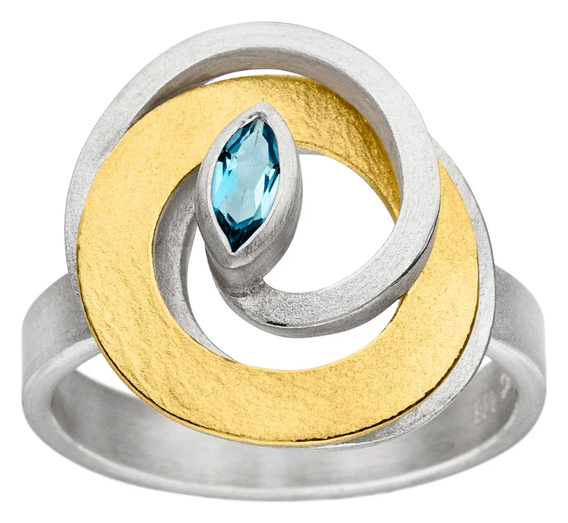 925er Silber Ring feingoldbelegt MANU R1290TL