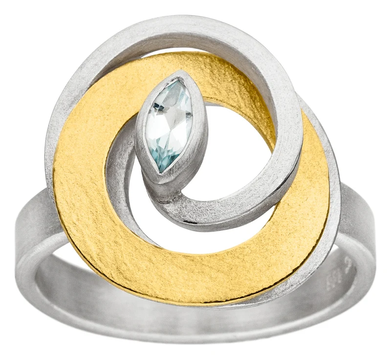 925er Silber Ring feingoldbelegt MANU R1290TO