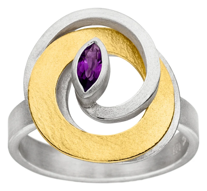 925er Silber Ring feingoldbelegt MANU R1290AM