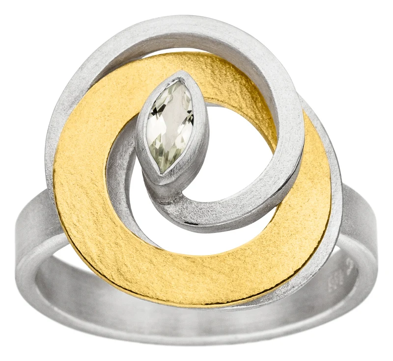 925er Silber Ring feingoldbelegt MANU R1290MQ