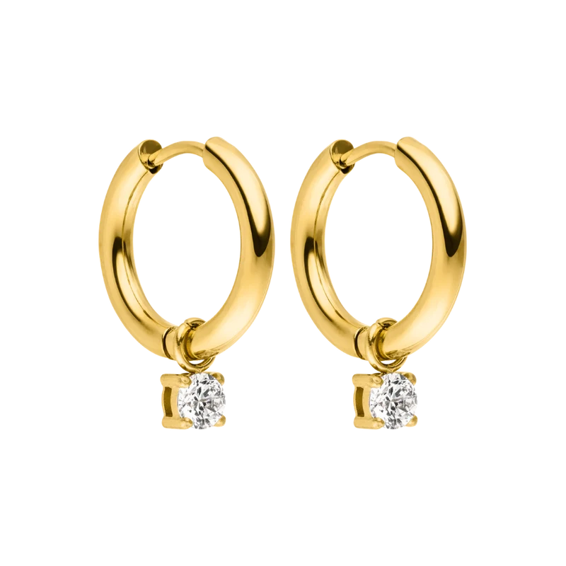 Elegance Birthstone Huggie Ohrringe 14K Vergoldet
