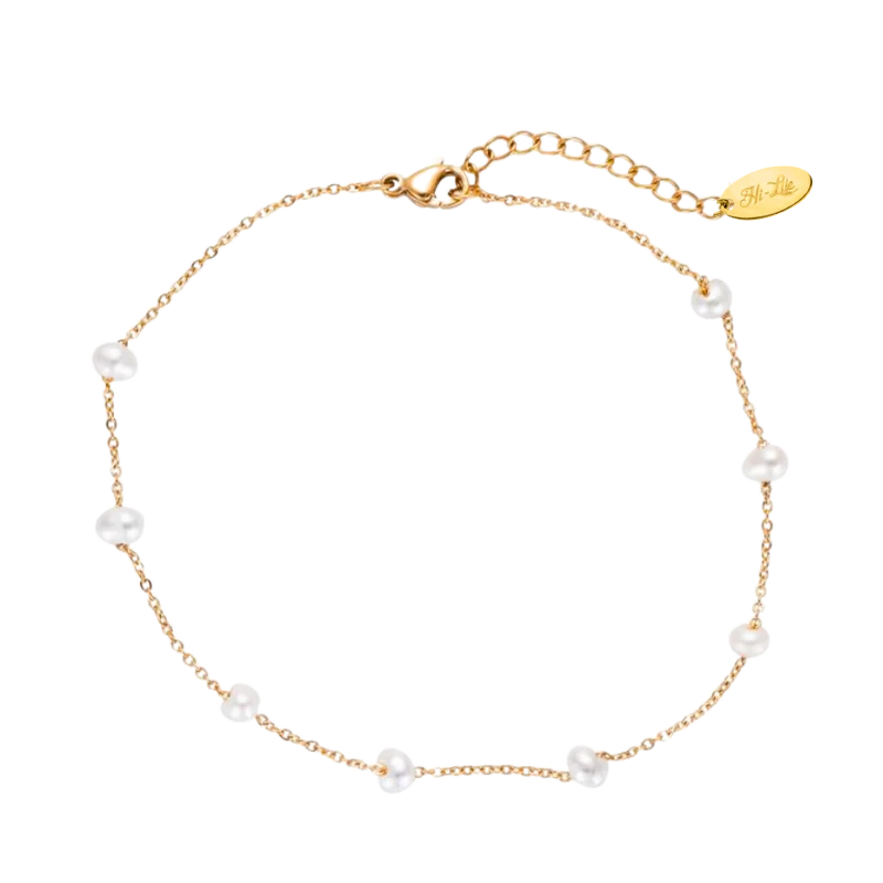 8 Pearl Fußkette 14K Vergoldet