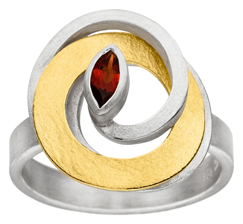 925er Silber Ring feingoldbelegt MANU R1290GT