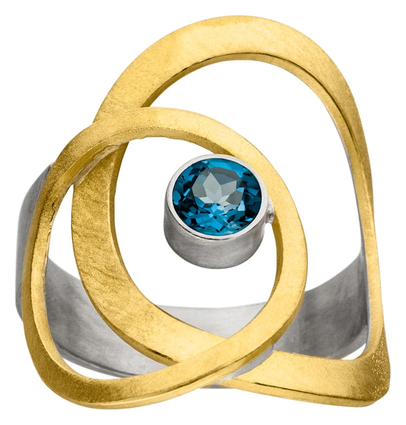 925er Silber Ring feingoldbelegt MANU R1288TL
