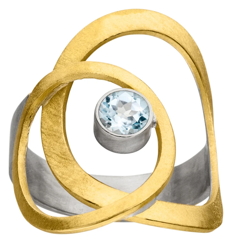 925er Silber Ring feingoldbelegt MANU R1288TO