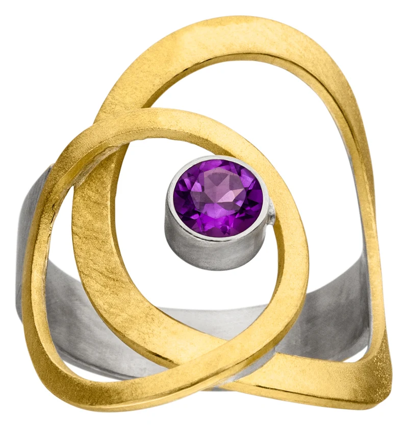 925er Silber Ring feingoldbelegt MANU R1288AM