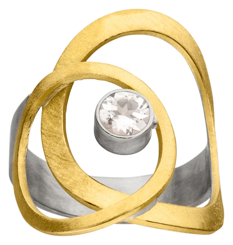 925er Silber Ring feingoldbelegt MANU R1288WTO