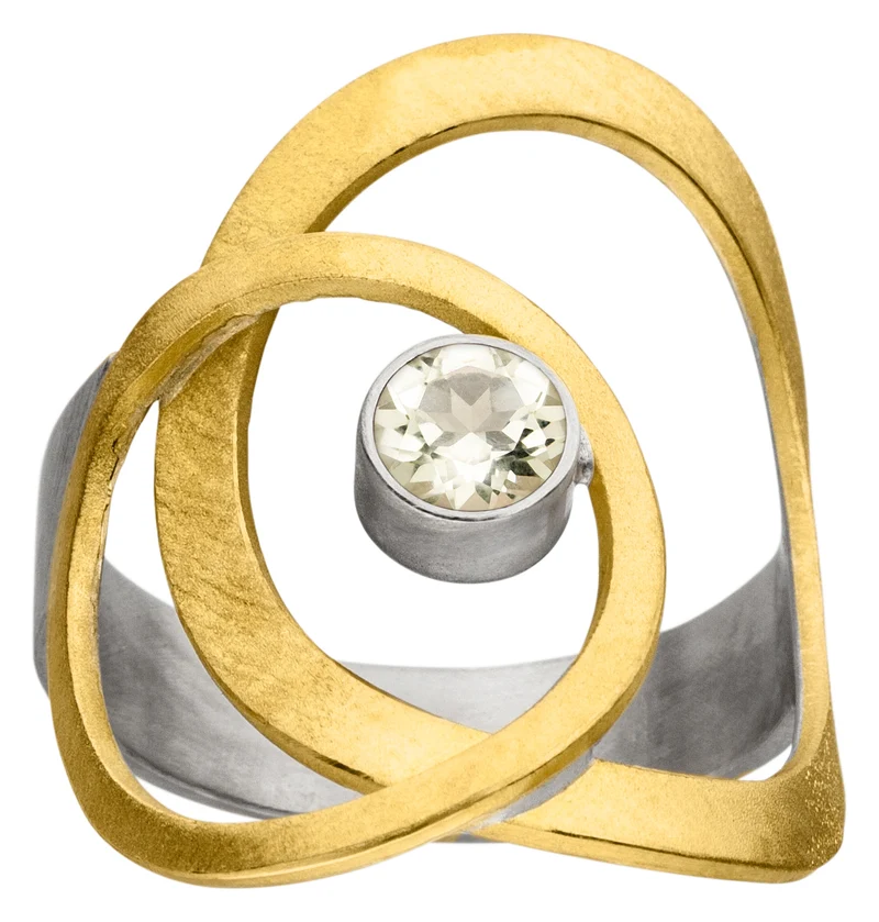 925er Silber Ring feingoldbelegt MANU R1288MQ