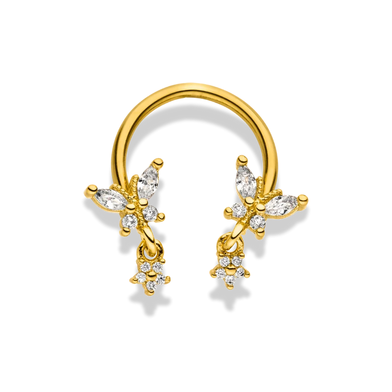 Dangle Butterfly Hufeisen Piercing 18K Vergoldet