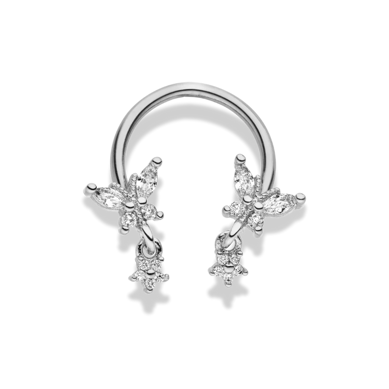 Dangle Butterfly Hufeisen Piercing 18K Vergoldet