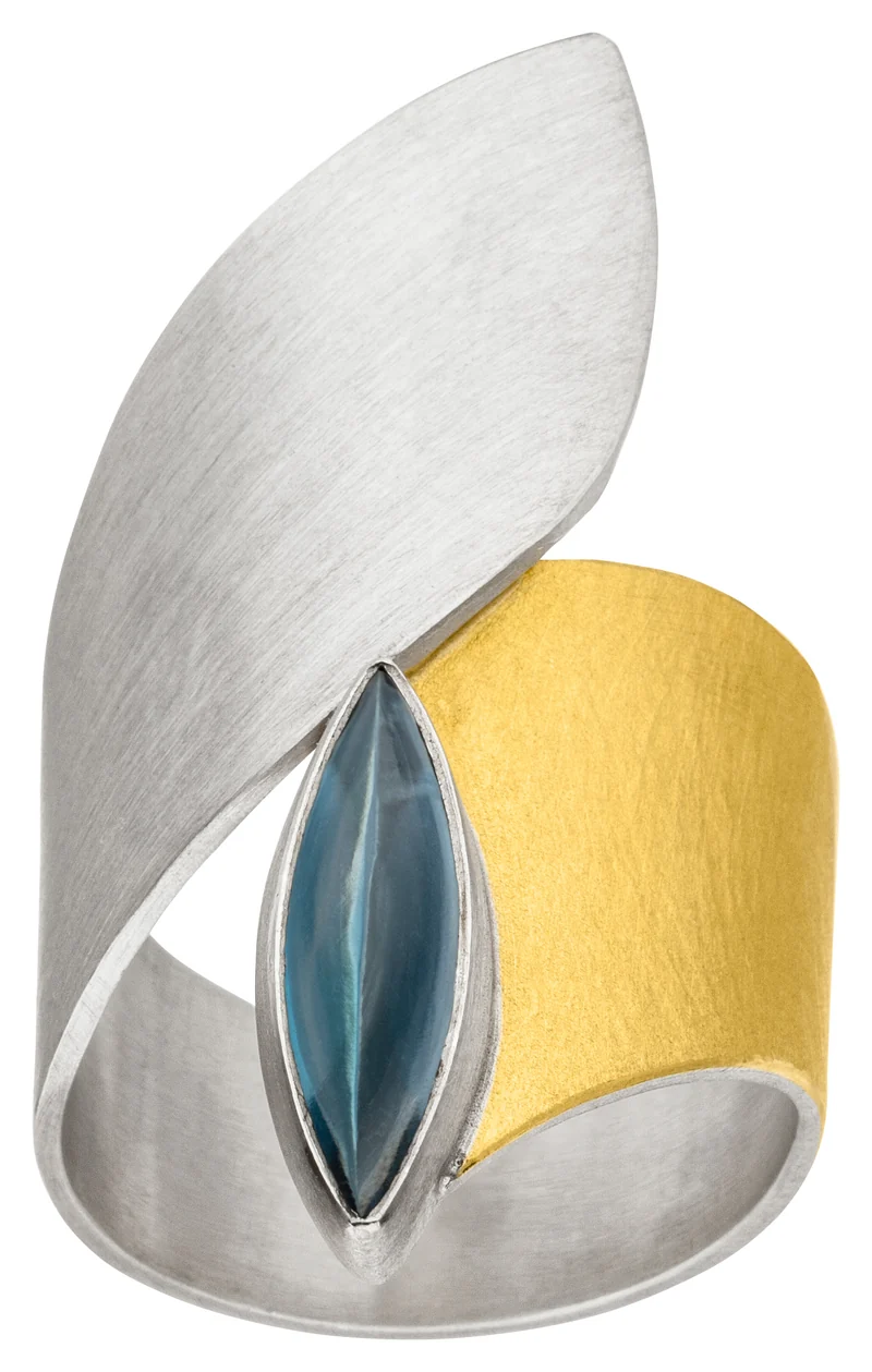925er Silber Ring feingoldbelegt MANU R1203TL