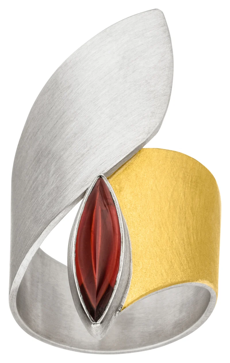925er Silber Ring feingoldbelegt MANU R1203GT