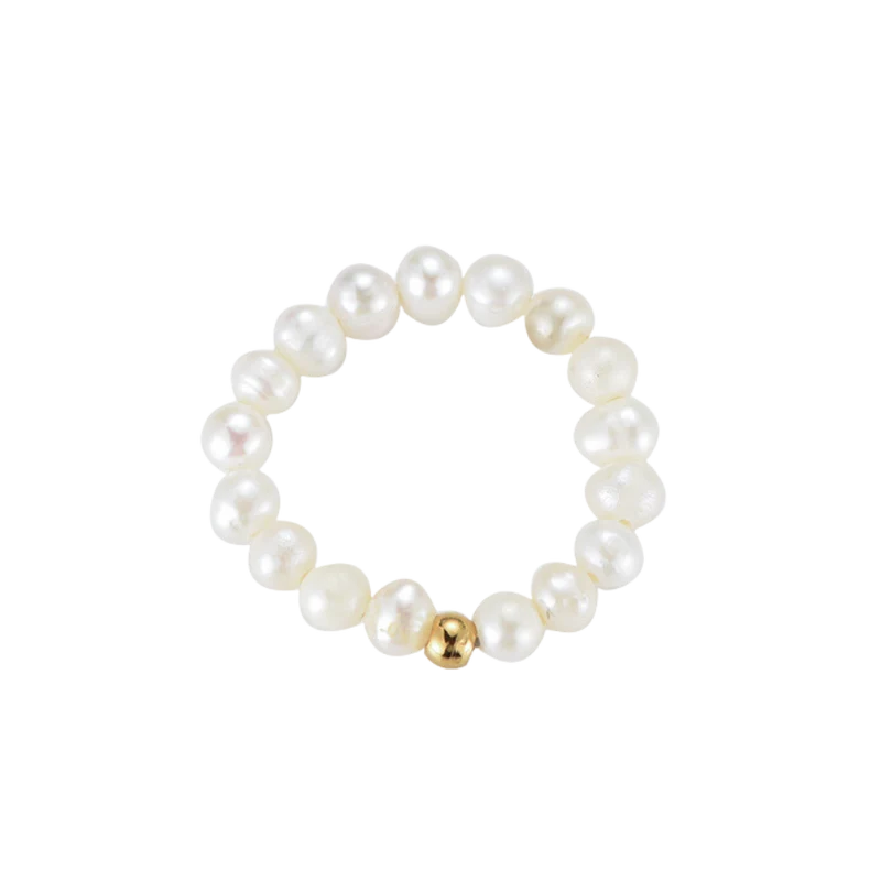 Bead Pearl Ring 14K vergoldet