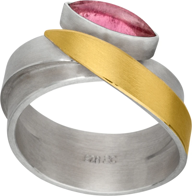 925er Silber Ring feingoldbelegt MANU R1025TUR