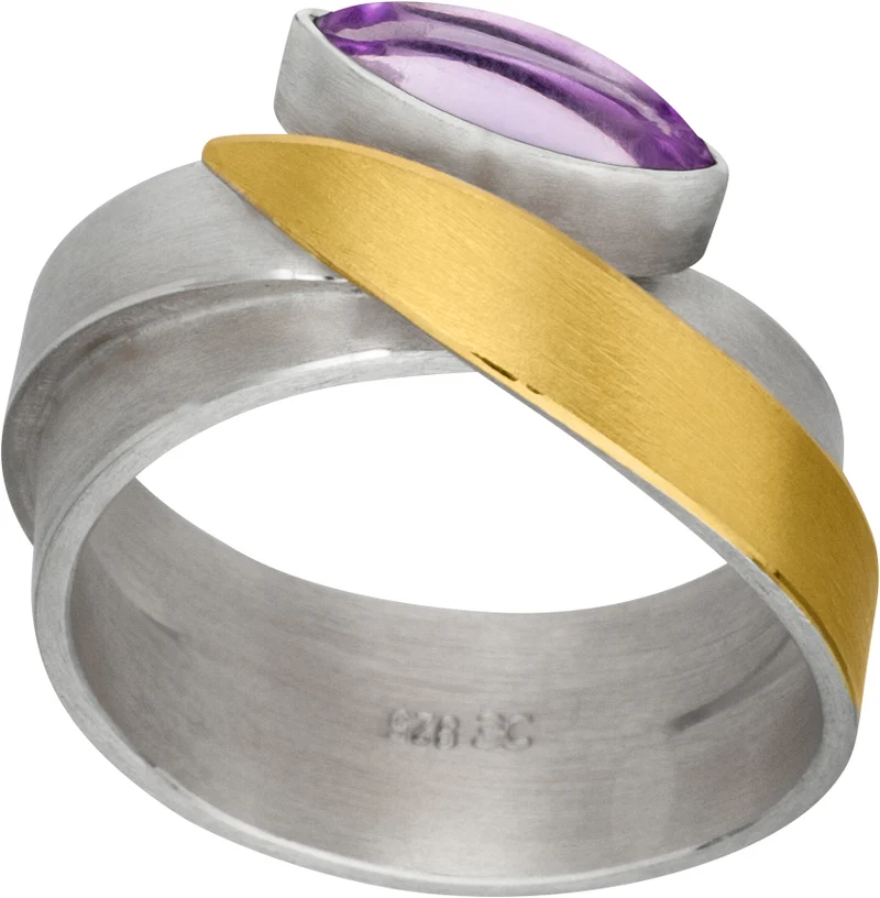 925er Silber Ring feingoldbelegt MANU R1025AM