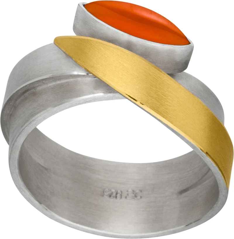 925er Silber Ring feingoldbelegt MANU R1025KA