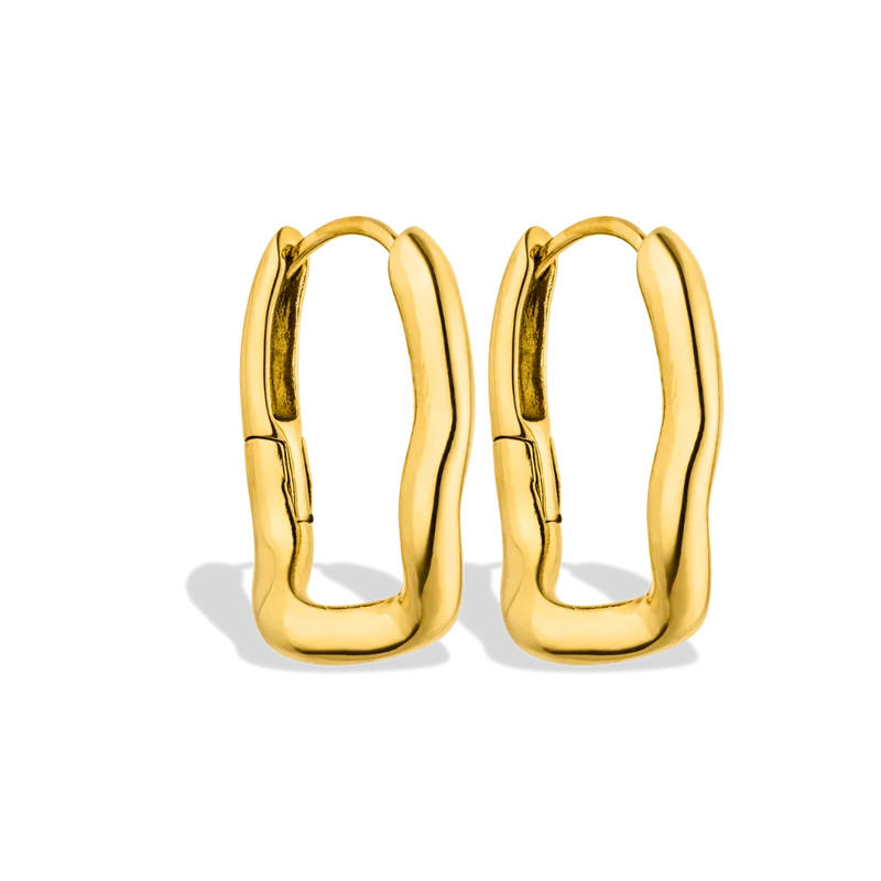 Meltdown Square Huggie Ohrringe 14K Vergoldet