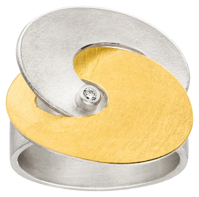 925er Silber Ring feingoldbelegt MANU R1351BR