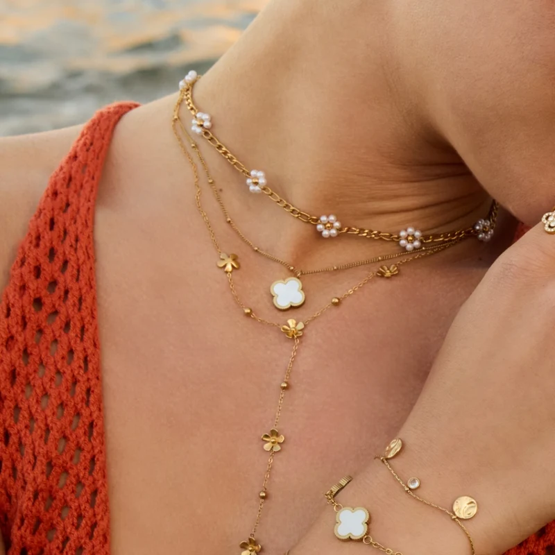 Sweet Life Pearl Flower Kette 14K Vergoldet