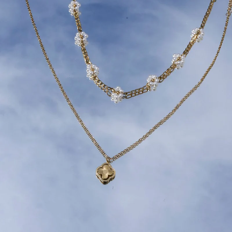 Sweet Life Pearl Flower Kette 14K Vergoldet