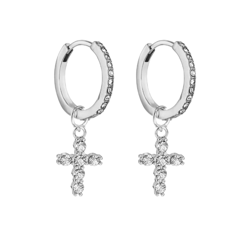 Abbaddon Cross Huggie Ohrringe 14K Vergoldet