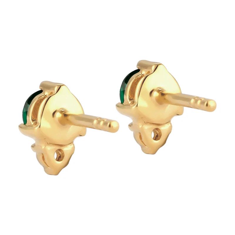 Ohrstecker Rund | Synthetischer Smaragd (Grün) & Zirkonia (Weiß)