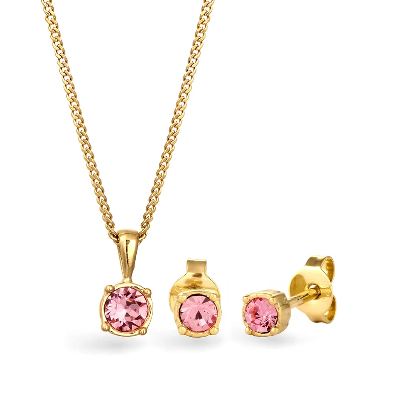 Schmuckset Solitär | Kristall (Rose)