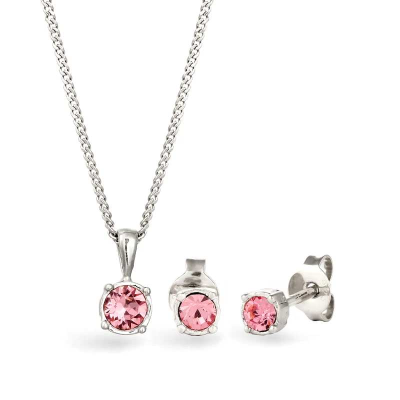 Schmuckset Solitär | Kristall (Rose)