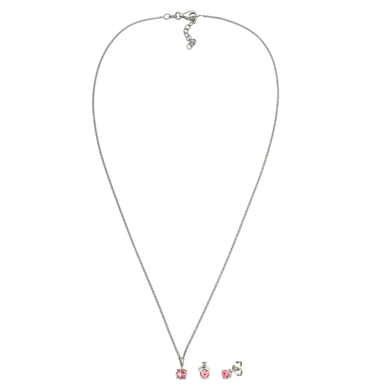 Schmuckset Solitär | Kristall (Rose)