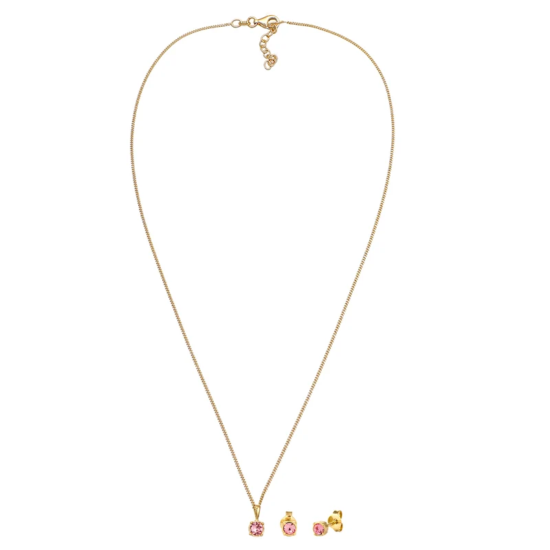 Schmuckset Solitär | Kristall (Rose)
