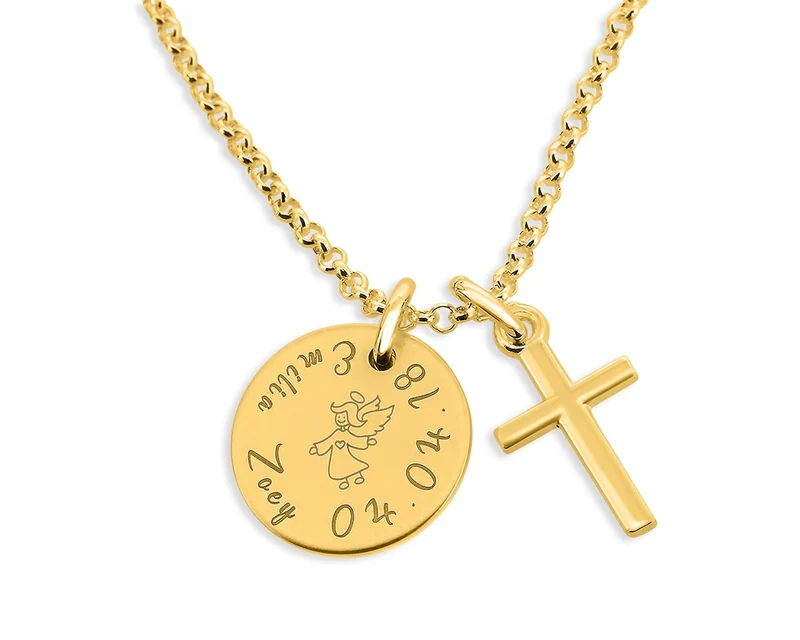 TAUFKETTE KREUZ GOLD NAMENSKETTE SCHMUCK MIT GRAVUR TAUFSCHMUCK ONLINE