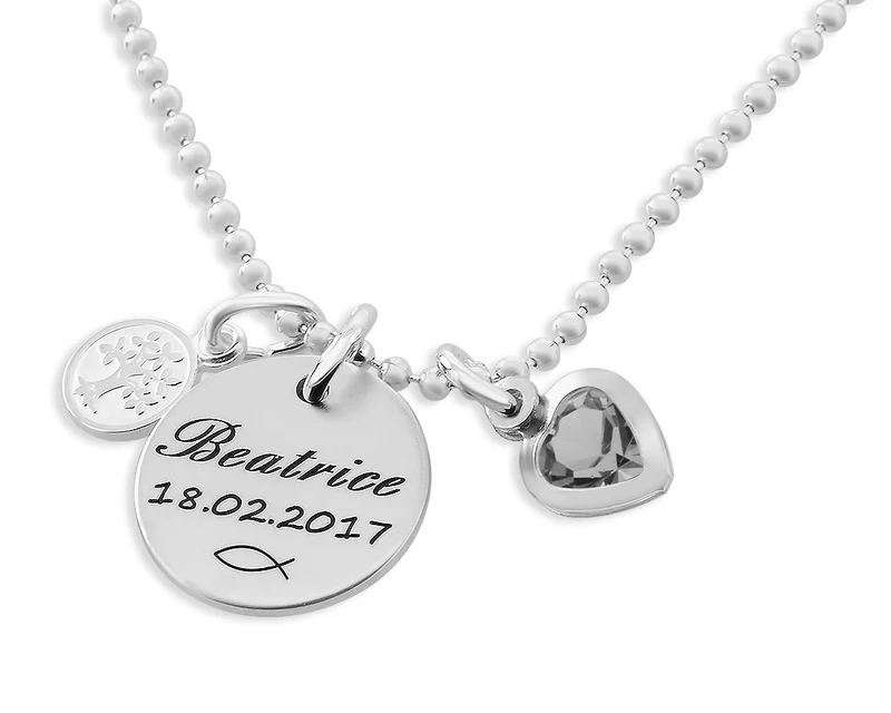 SILBERKETTE MIT GRAVUR LEBENSBAUM ANHÄNGER 925 SILBER
